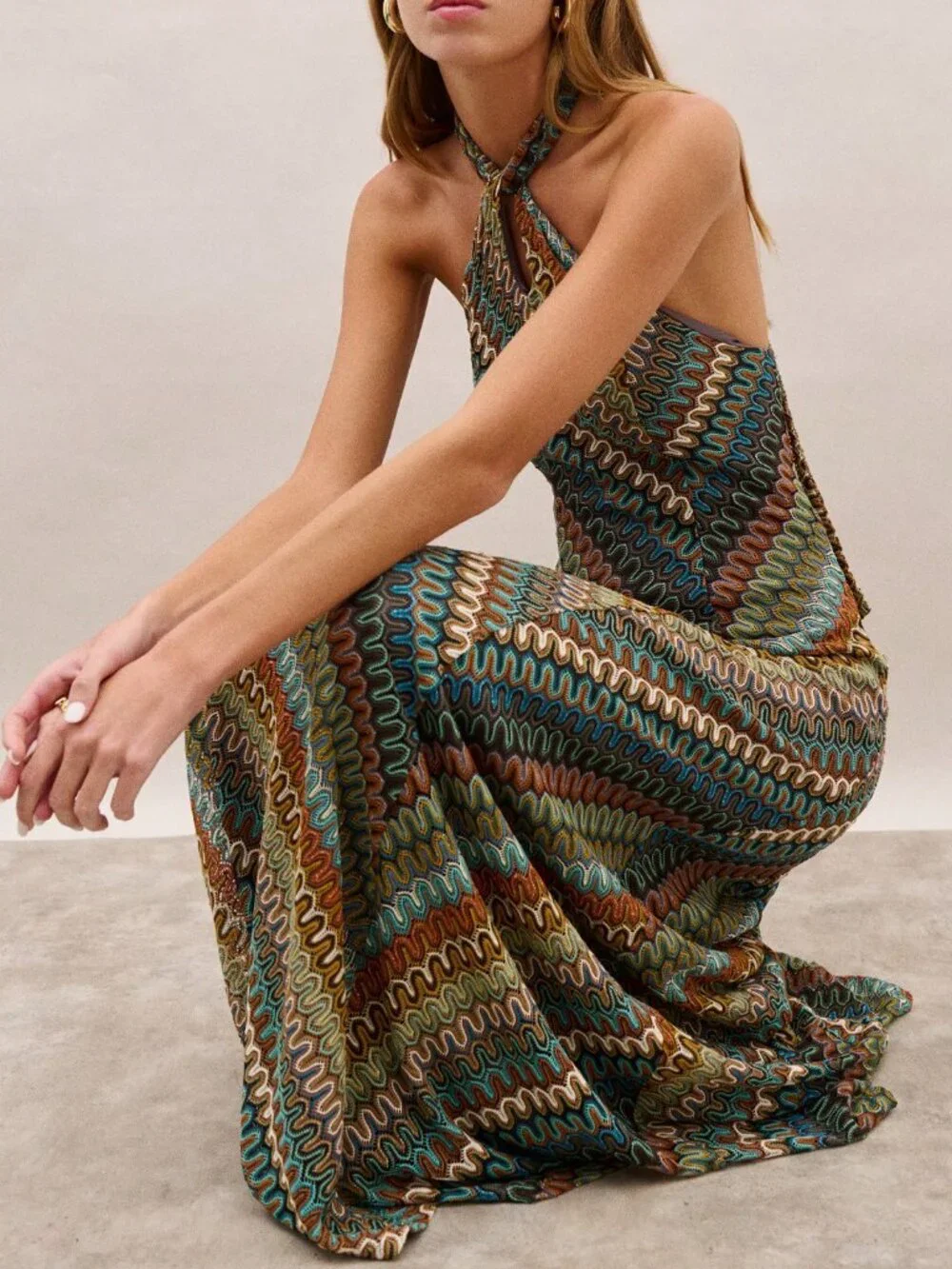 Multicolor Boho Women's Patterned Maxi Dress - Picture 3 of 7